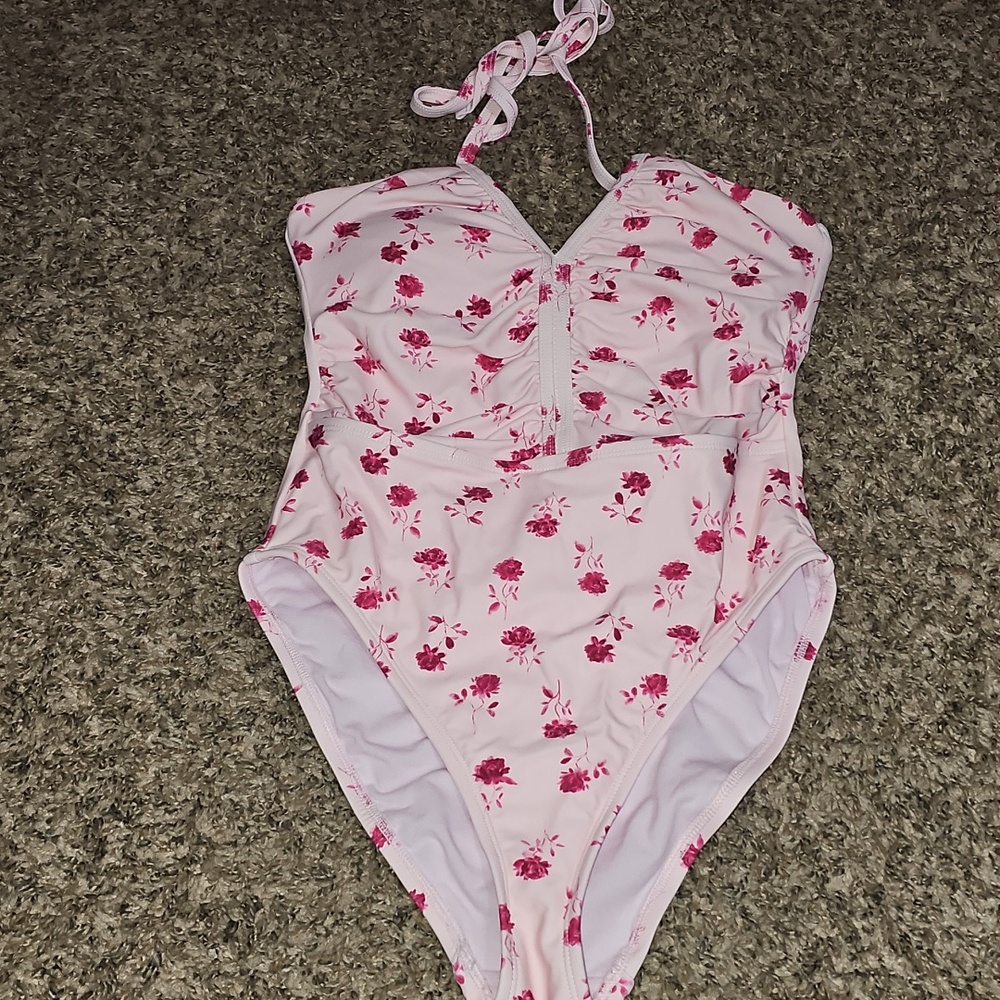 SHADE & SHORE Womens Sz 4-6 Floral Pink One Piece Swimsuit!!